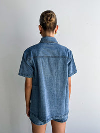 Savanna Denim Top | Mid Blue