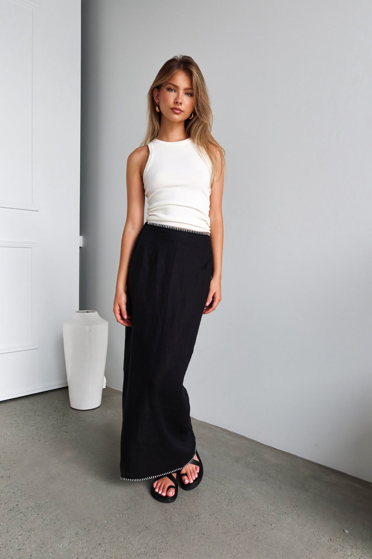 Kairo Linen Skirt | Black - Sol + Sand