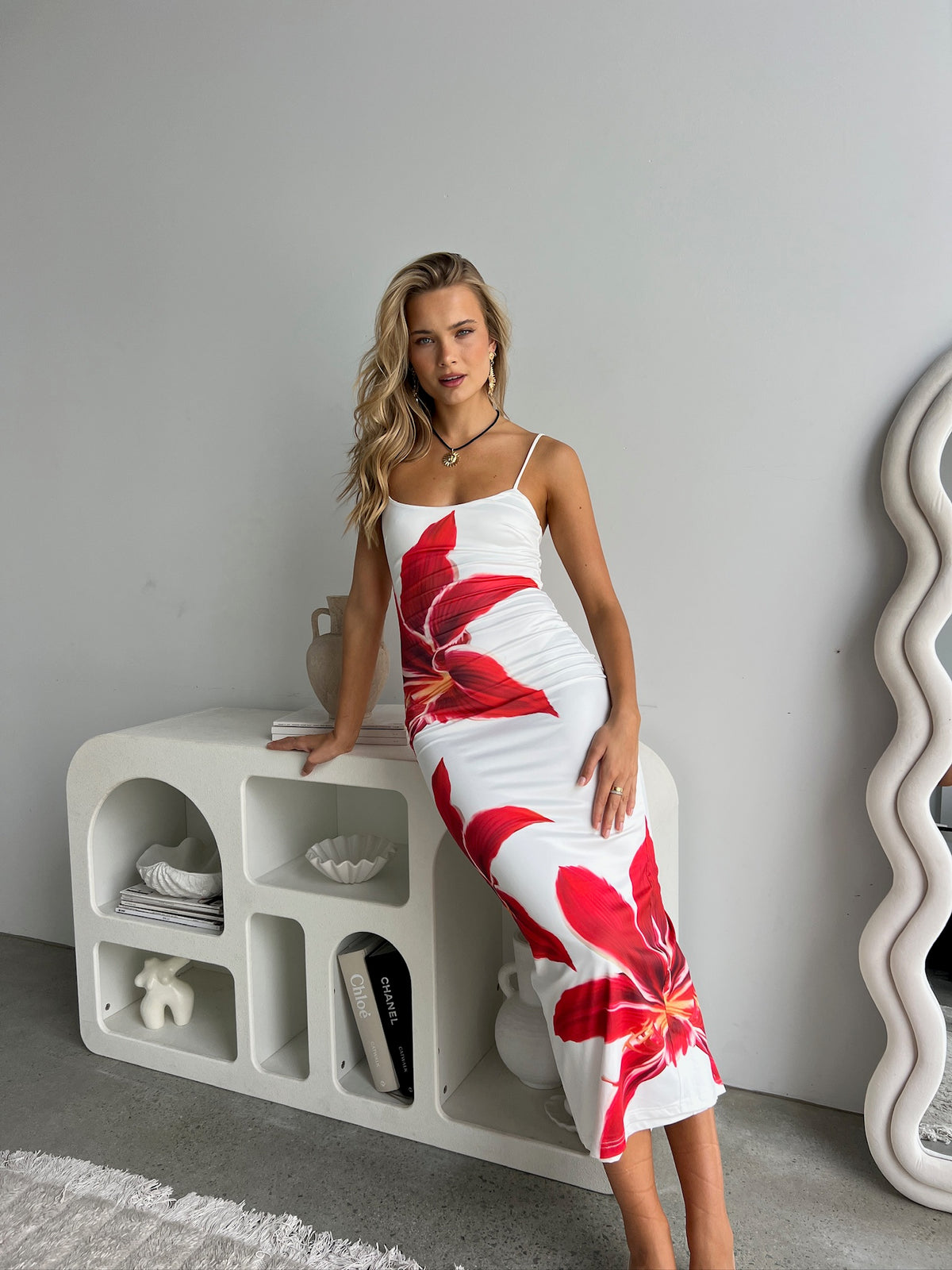 DEIA MIDI DRESS | Crimson Lily | Runaway the label