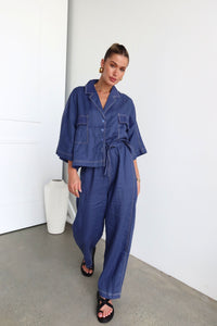 Black Linen Pants - Blue - Sól+Sand