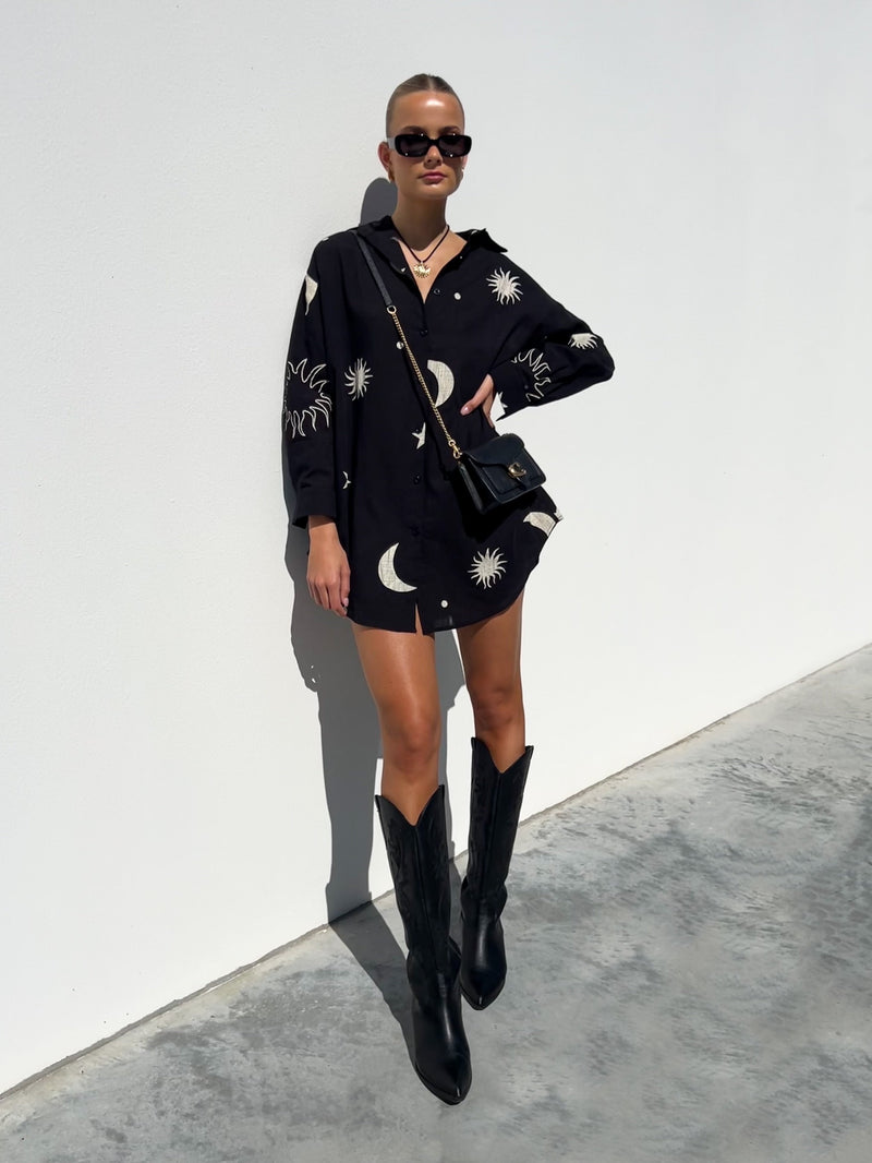 In My Dreams Shirt Dress | Black