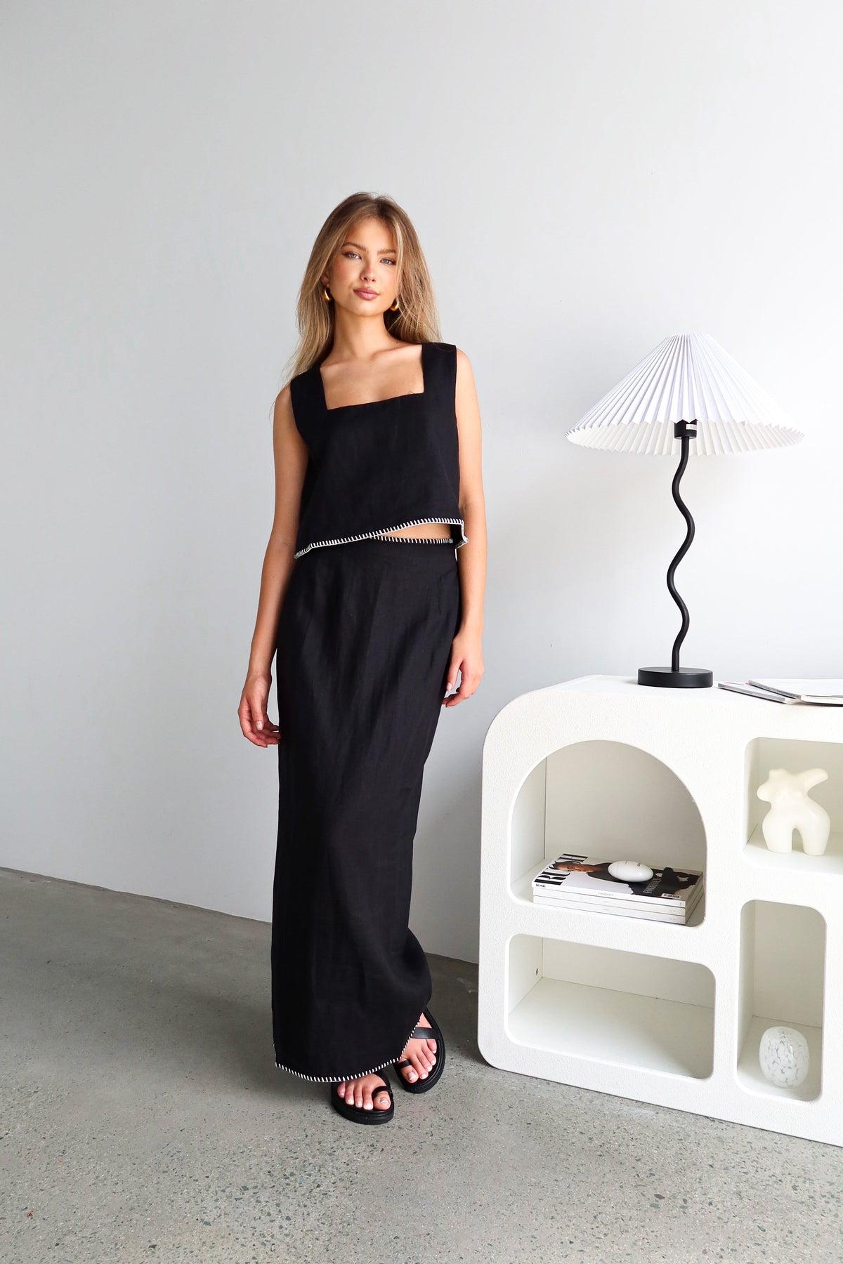 Kairo Linen Skirt | Black