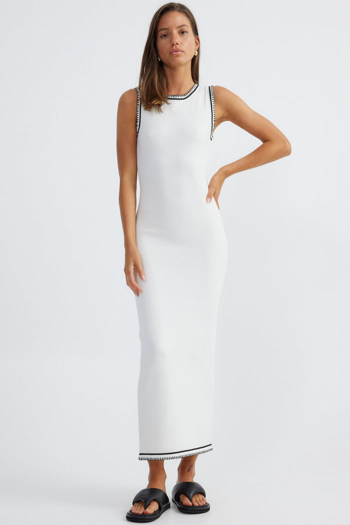 Ellery Maxi Dress - White/Black - [Sól+Sand]