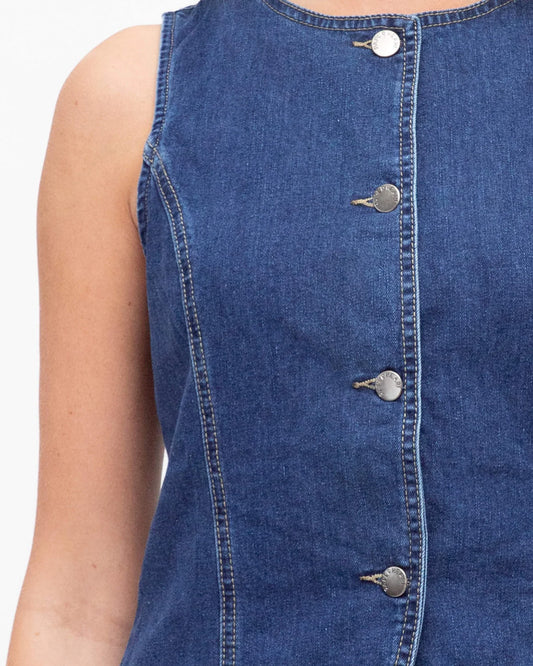 Jade Denim Top | Mid wash blue