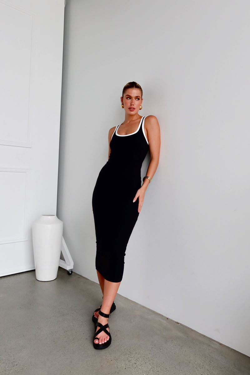 MYKA MIDI DRESS | BLACK - SOL + SAND