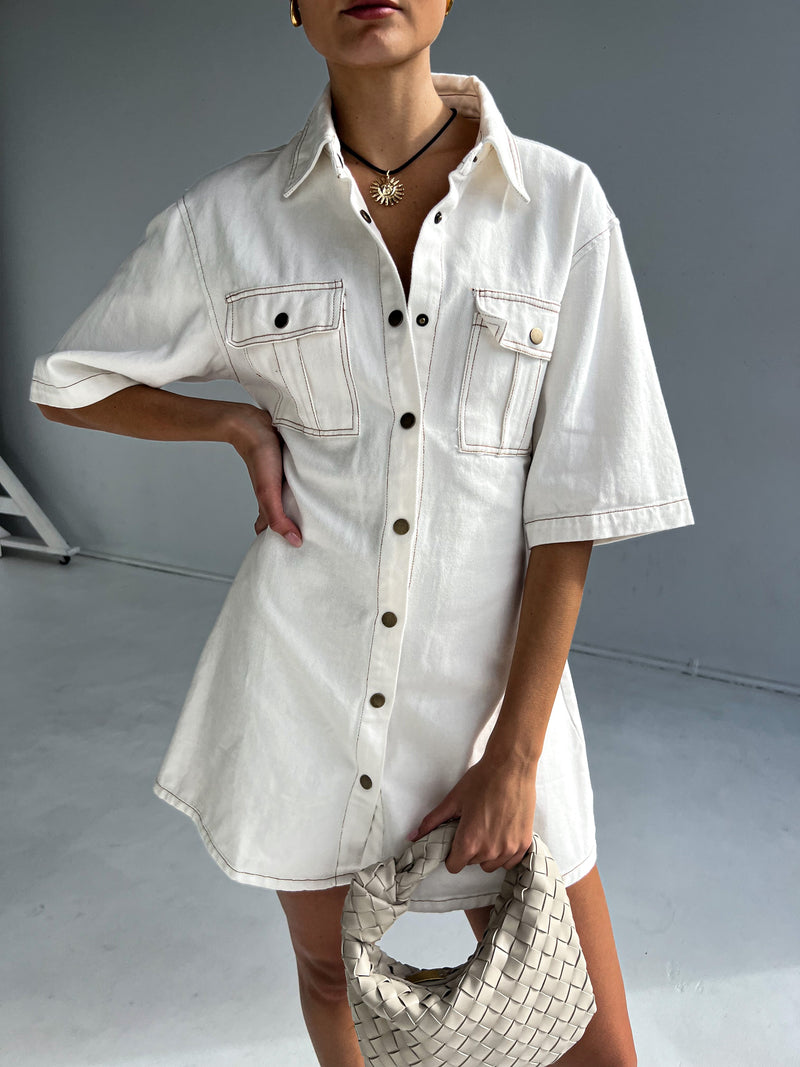 Cali Denim Dress | White