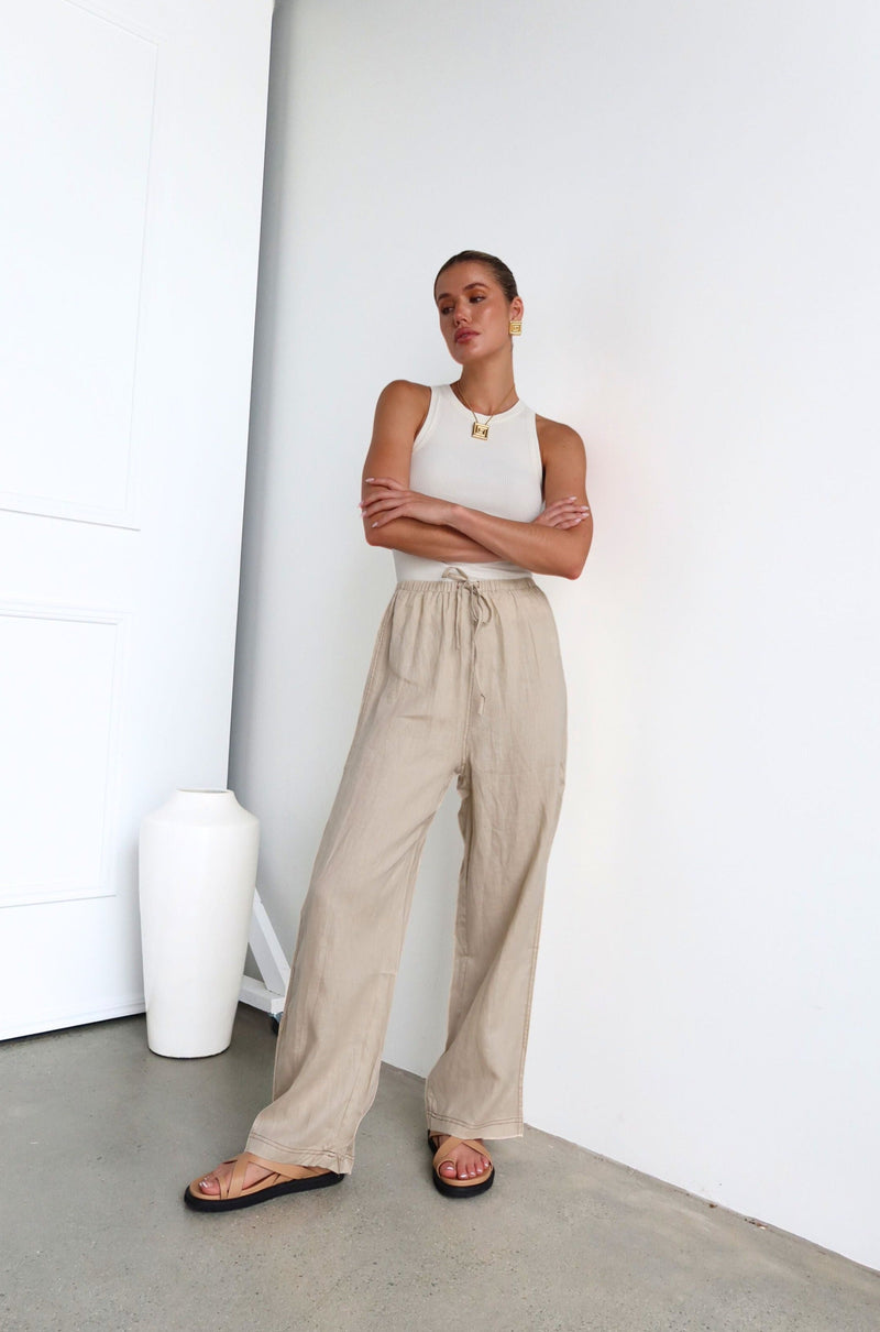 Blake Linen Pants | Beige