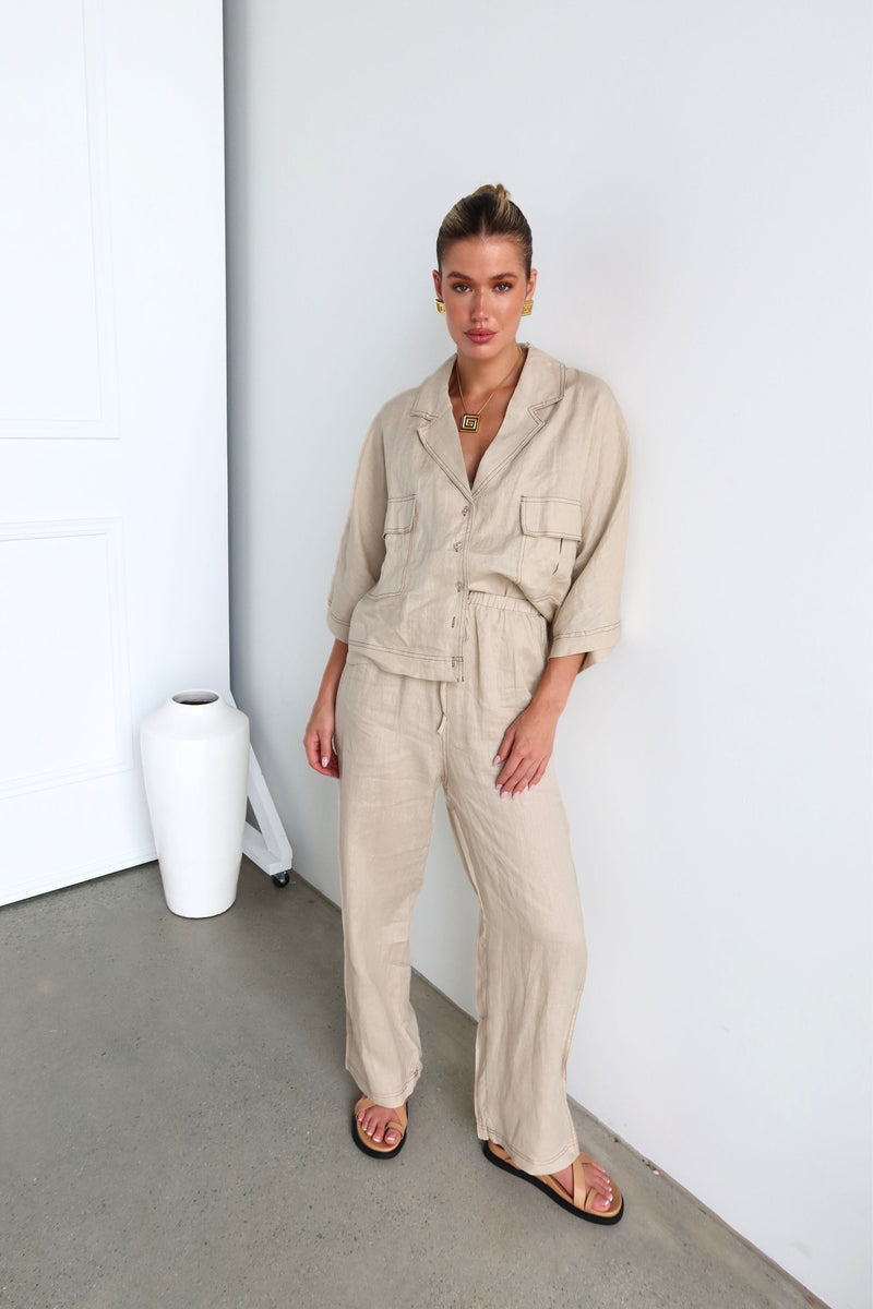 Blake Linen Pants | Beige